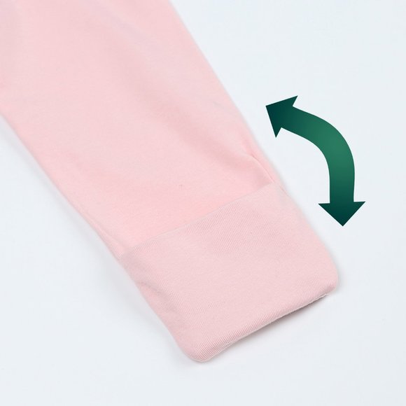 NWT*BABY ROMPER Long Sleeve Pink Cotton Mitted Footed Double Zip Bodysuit Girl - Picture 11 of 16